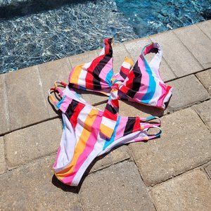 Small-Striped bathing suit top and bottom